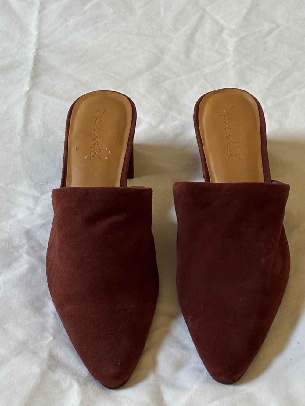 Splendid Women’s Lorelei Suede Pointed Toe Mule Heels Burgundy Size 9.5